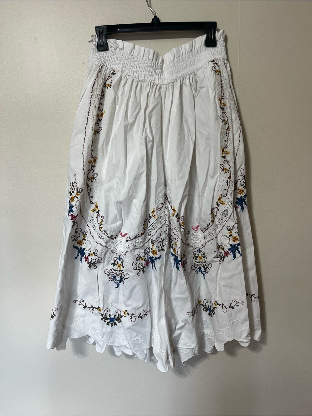 Anthropologie Cream Embroidered Midi Skirt - Picture 3 of 6